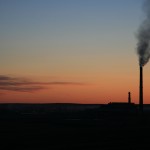Sunsets on a coal-fired powerplant