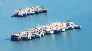 Part of the Navy's decommissioned fleet sits in Suisun Bay.