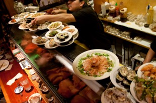 The sushi counter at Miya's bristles with invasive species, from Asian shore crab to dead man's fingers. Picture by Tahria Sheather.