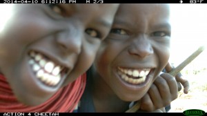 Children in charge of herding take a quick selfie with one of ACK's camera traps.  