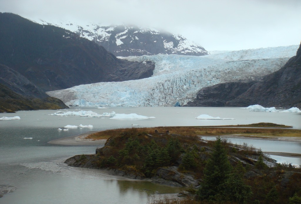 Mendenhall Glacier has receded more than a mile since 1939.  Photo courtesy of the author.