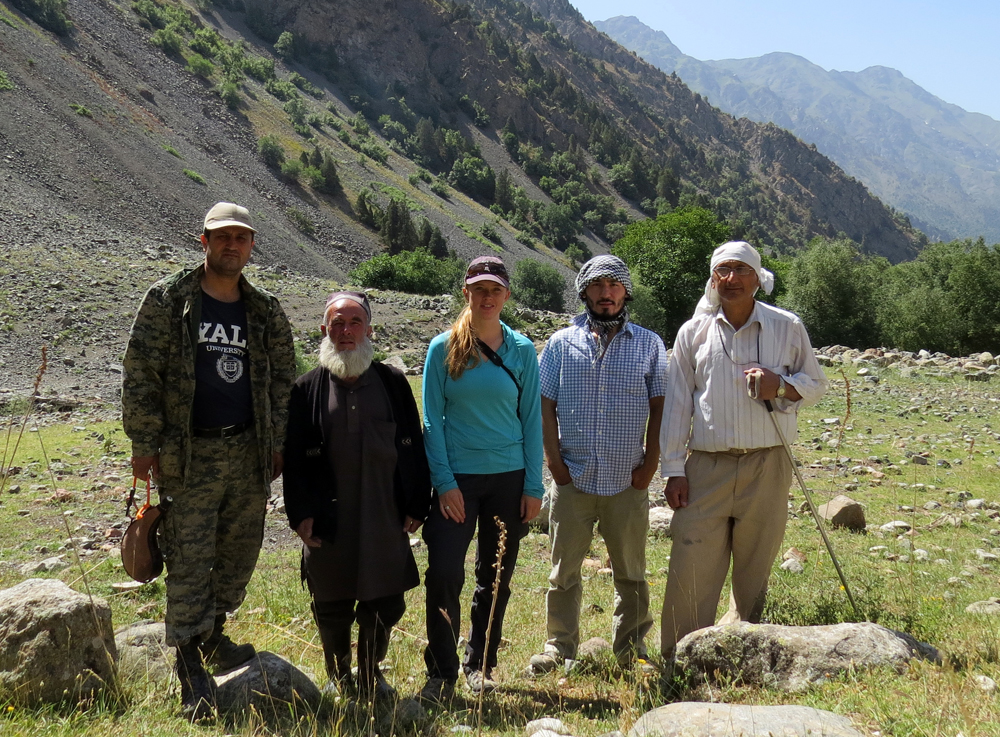 Tara Meyer and her research team prepare to collect their cameras. Photo courtesy of the author.