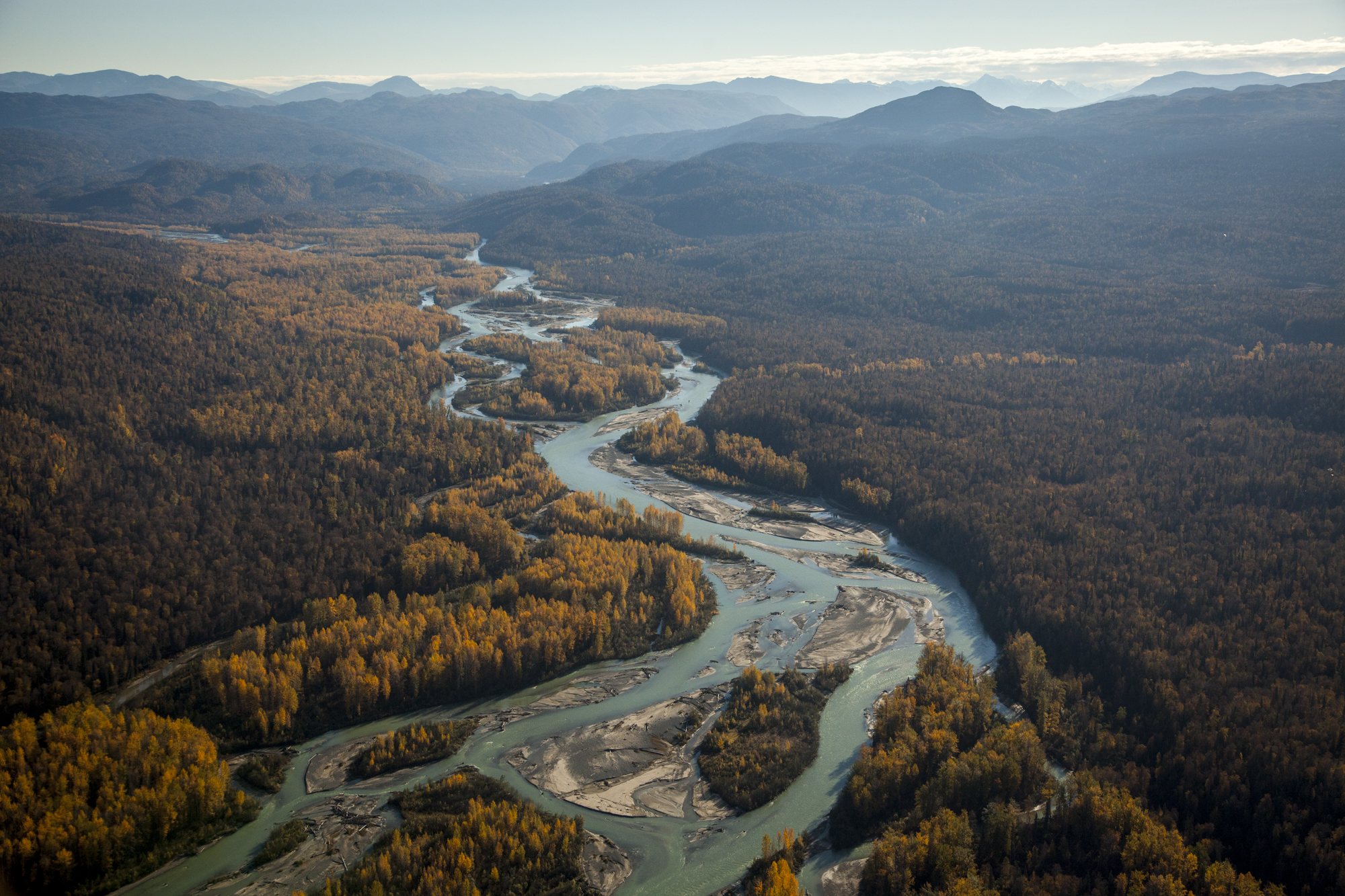 An aerial shot of the Susitna River. Photo by Travis Rummel