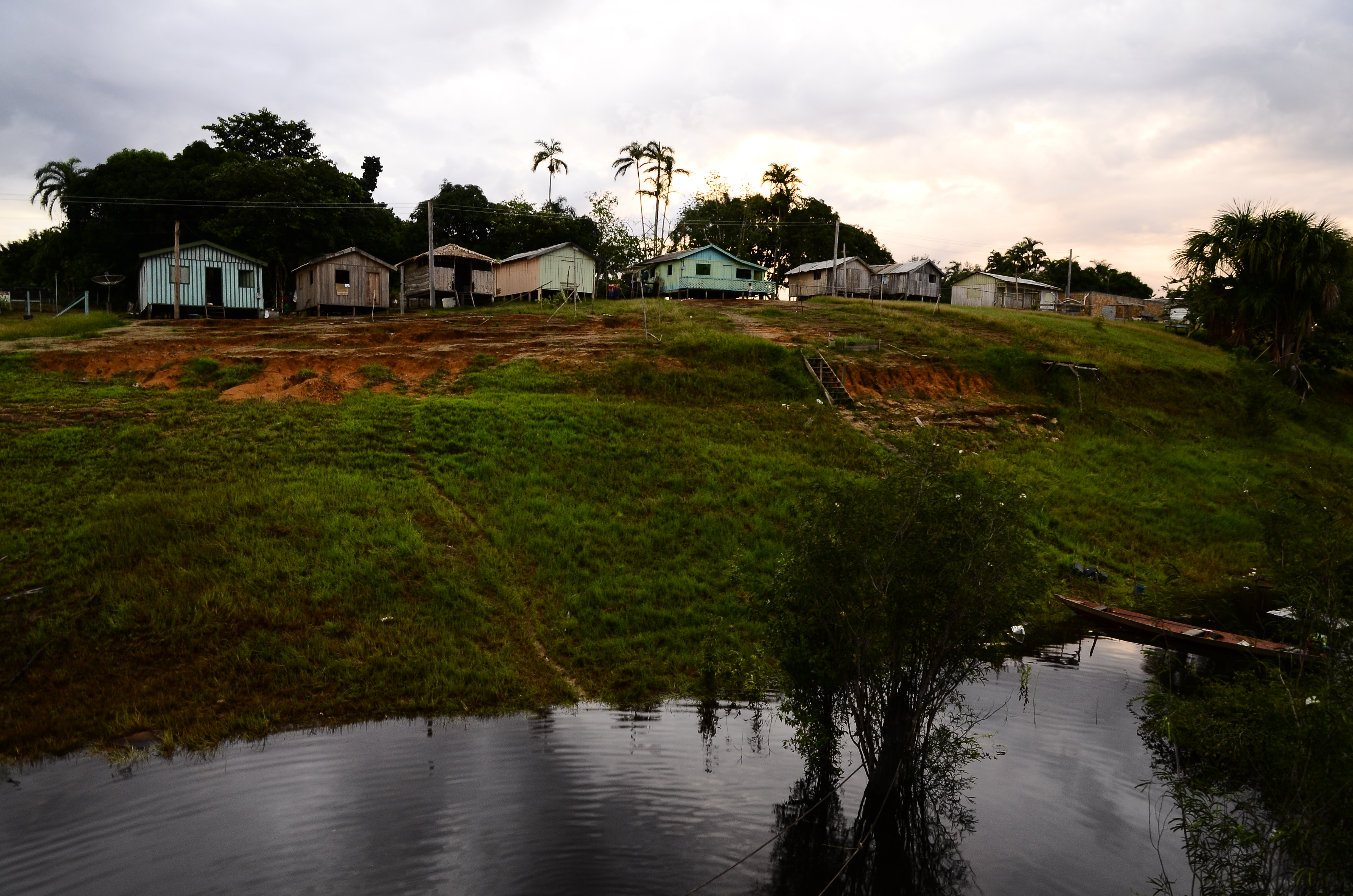 Communities are built on the highland in the Amazon.